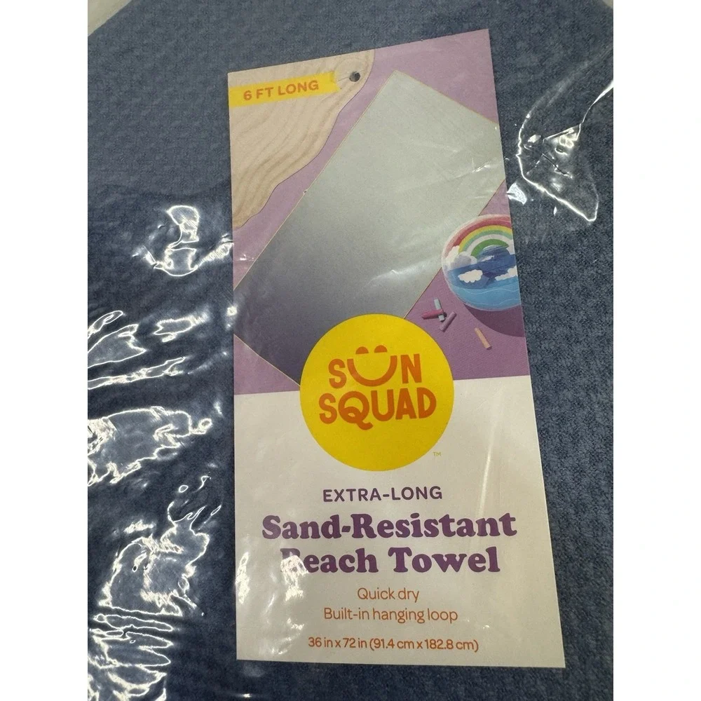 Blue Ombre XL 6ft Beach Towel, Sand Resistant 100% Recycled Polyester -Sun Squad